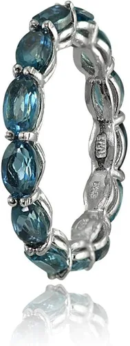Miniatura 2 de Ice Gems Anillo de eternidad de plata de ley con topacio azul Londres de 0.197 x 0.118 in de corte ovalado