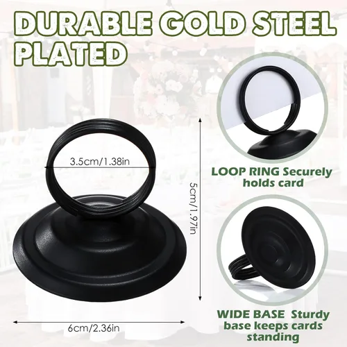 Miniatura 2 de MotiMind 24 soportes de metal para números de mesa, soportes de metal para números de mesa de boda, soportes para letreros de mesa para fotos, menú