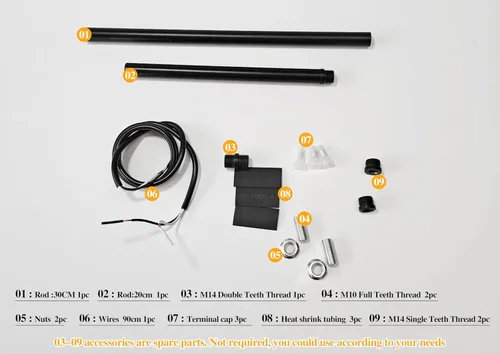 Miniatura 4 de KCO Lighting M14 - Varilla de extensión roscada de 7.89 pulgadas y 11.8 pulgadas, varillas de extensión negras, accesorios de iluminación, varillas