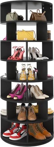Miniatura 13 de Aheaplus Torre de Estante Giratorio para Zapatos, Zapatero Giratorio de 7 Niveles 360 Estantes Giratorios para Zapatos Organizador para Closet