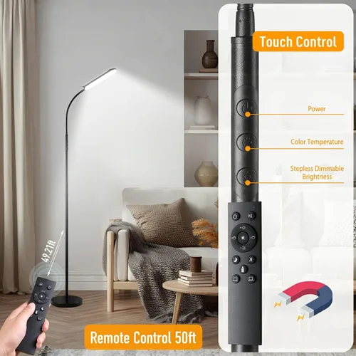 Miniatura 7 de marctronic Lámpara de pie, 18 W, 1800 lúmenes, lámpara de pie LED súper brillante con control remoto y funciona con enchufe inteligente, regulable