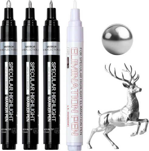 Miniatura 8 de Resiners 3 marcadores de pintura líquida dorada, marcadores de pintura acrílica y bolígrafo líquido de espejo, permanente de alto brillo