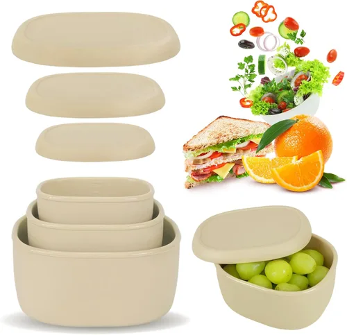 Miniatura 7 de Juego de contenedores de almacenamiento de alimentos de silicona Anatole de 3 unidades, loncheras Bento con tapas, sin BPA, aptas para lavavajillas