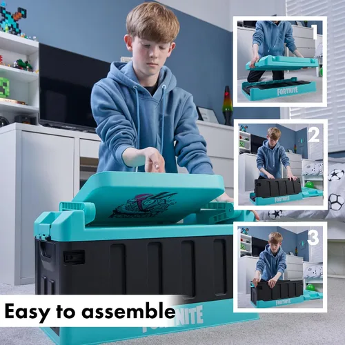 Miniatura 2 de Numskull Fortnite - Caja de almacenamiento de juguetes 2 en 1 y silla plegable, organizador de accesorios para juegos con tapa y asas