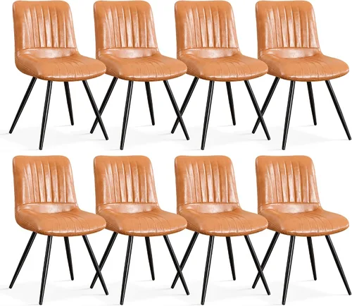 Miniatura 32 de Sillas de comedor, modernas sillas de comedor con cojines gruesos, sillas tapizadas de piel sintética para cocina, comedor con patas de metal