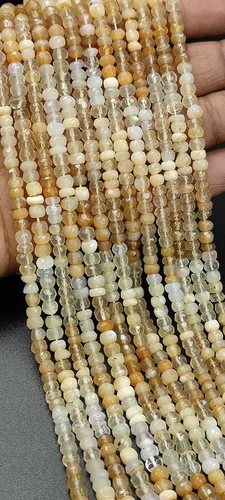 Hanumat Gems - Lote de 10 hebras de cuentas de piedras preciosas facetadas de ópalo amarillo peruano, cuentas facetadas de ópalo peruano, cuentas de