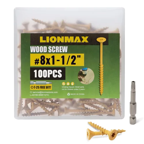 Miniatura 17 de LIONMAX Tornillos para madera de 1 pulgada, tornillos de cubierta #8 x 1, 1000 unidades, resistentes a la corrosión, revestimiento epoxi, tornillo
