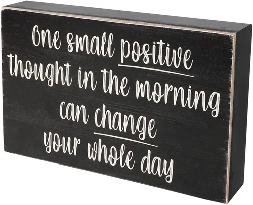 Miniatura 4 de Esur Positive Thought - Decoración de madera para escritorio de oficina en casa, estante inspirador, accesorios de decoración de pared para mujeres