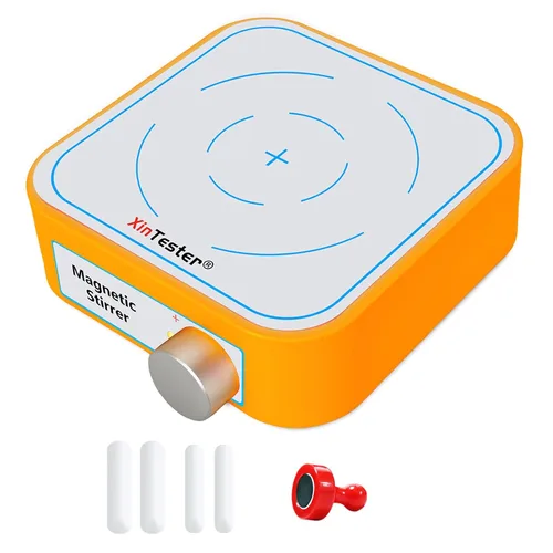 Miniatura 9 de Xin Tester Mini agitador magnético de 3000 RPM, mezclador magnético de laboratorio recargable máximo de 3 litros con 4 barras de agitación para Azul