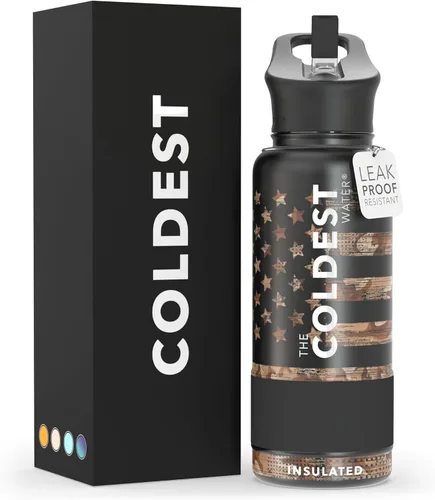 Miniatura 70 de Coldest - Botella para agua con tapa que incluye pajilla, térmica y metálica (acero inoxidable), para hombres y mujeres, color morado