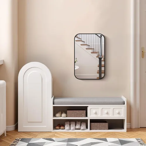 Miniatura 3 de FORBATH - Espejo de baño negro para sobre lavabo, espejo de pared de 16x24 pulgadas con marco de metal, esquinas redondeadas para baño, dormitorio