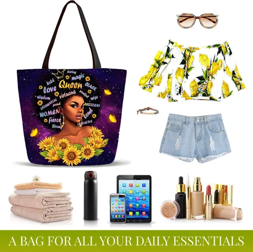 Miniatura 5 de IAGM Bolsos de mano para mujer, bolso de hombro para mujer afroamericana, bolso de mano mágico con asa superior
