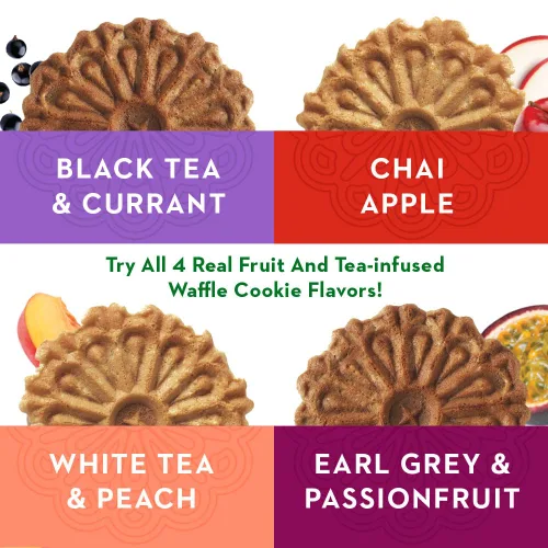 Miniatura 5 de Reko Tea Fusions - Galletas de gofre, té negro y grosella, paquetes de aperitivos envueltos individualmente, pizzelas italianas finas sin sabores ni