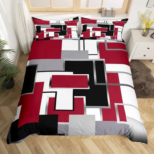 Miniatura 13 de Erosebridal Funda de edredón a rayas color negro y beige, funda de edredón bohemia moderna geométrica abstracta para mujeres, hombres y adultos