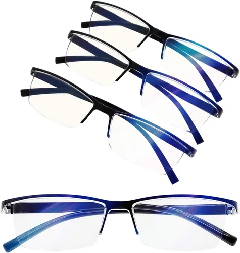 MARE AZZURO Paquete de 4 lentes de lectura con bloqueo de luz azul para hombres y mujeres, ligeros para lectura de computadora 1.0 1.25 1.5 1.75 2.0