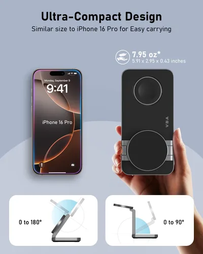 Miniatura 4 de VBA Estación de carga inalámbrica 3 en 1 para cargador Apple MagSafe, soporte de cargador inalámbrico magnético plegable de carga rápida, cargador