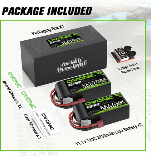 Miniatura 6 de OVONIC 3S - Batería LiPo corta de 11.1 V 2200 mAh 120C con enchufe en T estilo Dean para coche RC, camión RC, avión, helicóptero, barco, carreras