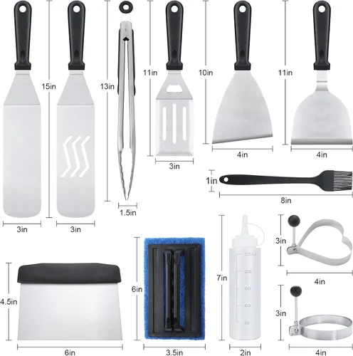 Miniatura 2 de Blackstone Kit de accesorios para parrilla, 16 piezas de accesorios de parrilla plana para Blackstone y chef de campamento con espátula, raspador