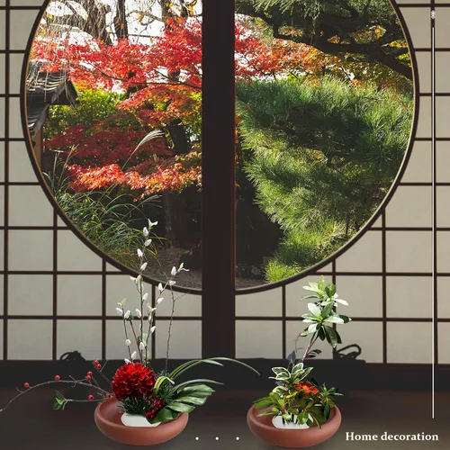 Miniatura 8 de Calsoling 4 piezas de rana de flores transparente, soporte redondo para arreglos florales, rana con 3 ventosas de arte japonés Ikebana