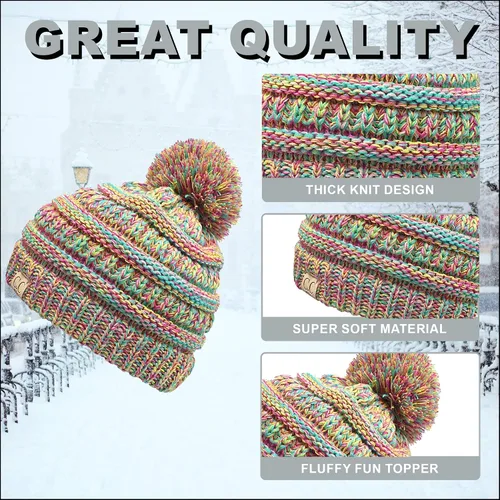 Miniatura 4 de Funky Junque Gorro de invierno con pompón de punto trenzado para niños