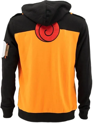 Miniatura 2 de Ripple Junction Naruto Shippuden Men's Authentic Full Zip Hooded Sweatshirt wChest Pockets Black Orange Officially Licensed