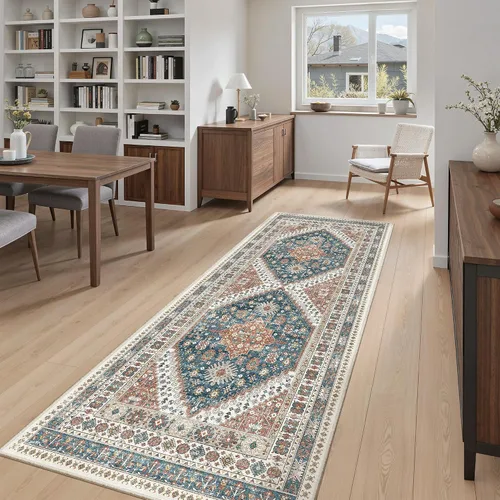 Miniatura 850 de Madane Tapete lavable de 2 x 10 pies para pasillo, cocina, recibidor, clásico, suave, antideslizante para interiores, casa de campo, baño, sala