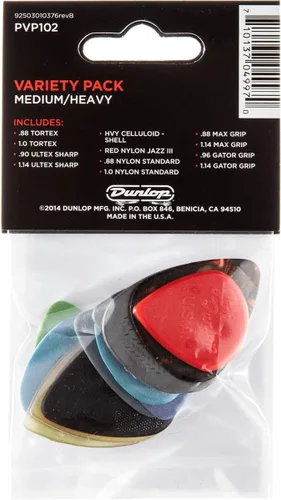 Miniatura 2 de Paquete variado de 12 púas Dunlop PVP101, Colores Variados Medio-pesado