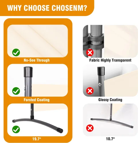 Miniatura 2 de CHOSENM Pantallas plegables de privacidad de 3 paneles, divisor de pared de 6 pies de alto con marco de metal, divisor de habitación independiente