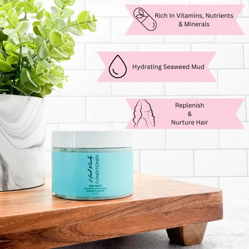 Head Kandy Stay Salty - Acondicionador purificador y desintoxicante de sal marina | Seguro para cabello teñido | Algas marinas para hidratación,