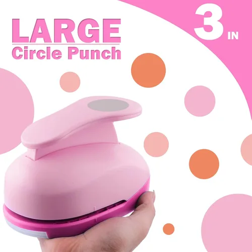 Miniatura 2 de Perforadora Circular de 3 Pulgadas para Manualidades - Perforadora de Papel de Agujero Rosa Extra Grande de 75mm Círculo Redondo para Cartulina