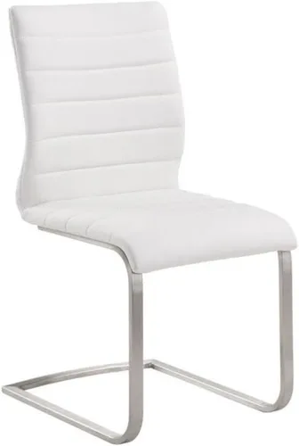 Miniatura 4 de Armen Living Fusion - Silla lateral contemporánea de acero inoxidable (juego de 2), tapizada gris, 37 x 18 x 22 pulgadas