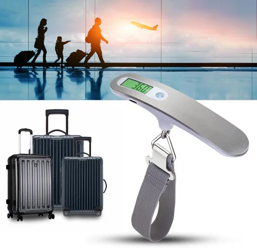 Miniatura 6 de Báscula de viaje digital recargable con correa para equipaje y maleta, peso máximo de hasta 110 libras110.2 lbs y diseño de pantalla LCD, puerto USB