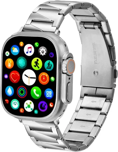 Miniatura 2 de Correa compatible con Apple Watch de 1.929 in 1.772 in 1.732 in 1.654 in 1.614 in 1.575 in 1.496 in, correa de acero inoxidable sólido para iWatch