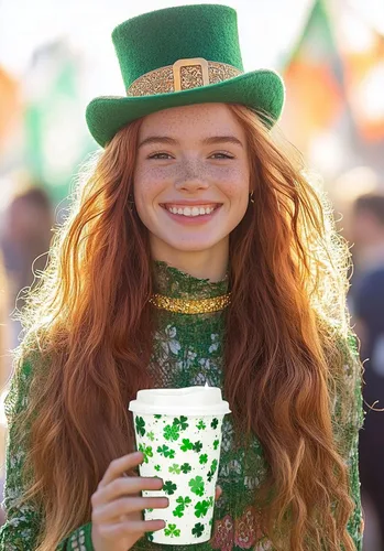 Miniatura 7 de Paquete de 80 tazas de 12 onzas para el Día de San Patricio, tazas de café desechables de papel con tapas, tazas de trébol verde para bebidas frías