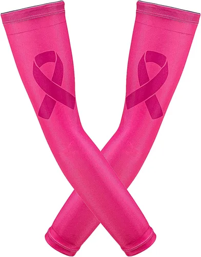 Breast Cancer Awareness Sleeves Pink Arm Sleeves Pink Compression Arm Sleeve for Basketball Golf Football