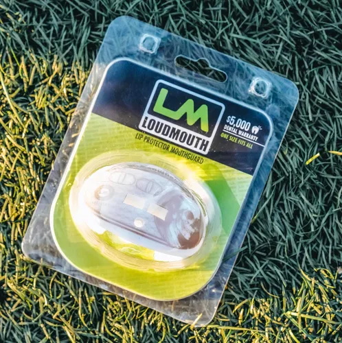 Miniatura 2 de Loudmouth Money - Protector bucal de fútbol con correa desmontable (blanco/dorado)