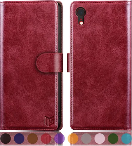 Miniatura 9 de SUANPOT Funda de piel tipo cartera para iPhone XR 6.1 (no XS 5.8 pulgadas, XS Max 6.7 pulgadas) con bloqueo RFID, tarjetero de crédito, funda