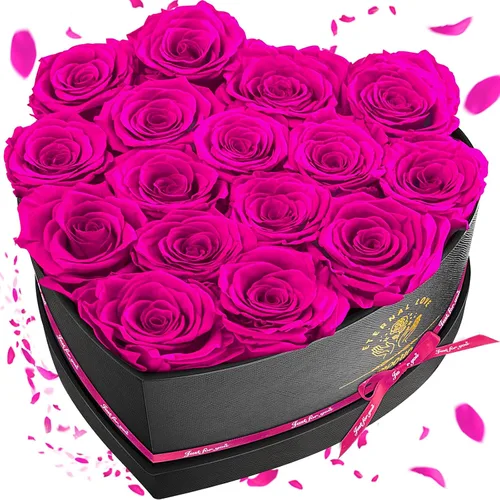 Miniatura 20 de Impouo 16 rosas preservadas en una caja con forma de corazón, flores preservadas, regalos para mujeres, día de la madre, día de San Valentín o día