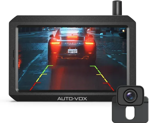 AUTO-VOX CS-2 Cámara de respaldo inalámbrica con monitor de auto de 4.3", Sistema de cámara de respaldo de señal digital estable de fácil