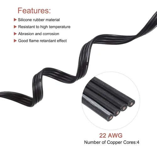 Miniatura 3 de MECCANIXITY Cable de cinta de 22 AWG, alambre de silicona de 4 pines, calibre 22, cable de silicona plano de 24.6 ft/24,6 pies, alambre de cobre