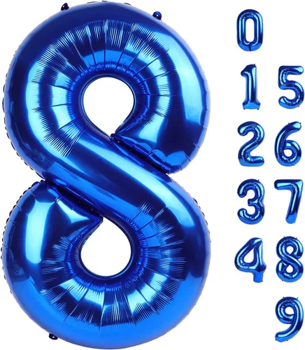 Miniatura 340 de Globos de números de 5 globos de 40 pulgadas, decoraciones de cumpleaños azules para niños y niñas, globos de números azul marino grandes
