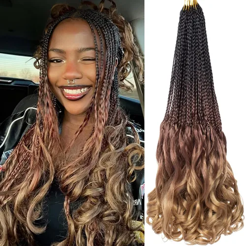 Miniatura 22 de COOKOO 10 pulgadas, 9 paquetes (135 hebras), trenzas de ganchillo rizadas francesas negras, trenzas de ganchillo negras con extremos ondulados