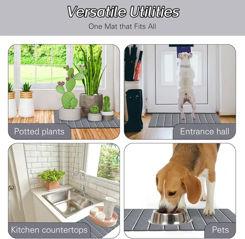 Miniatura 8 de Paquete de 1 tapete de baño plegable de piedra para baño, tapete de baño gris súper absorbente de tierra de diatomeas, alfombra de ducha
