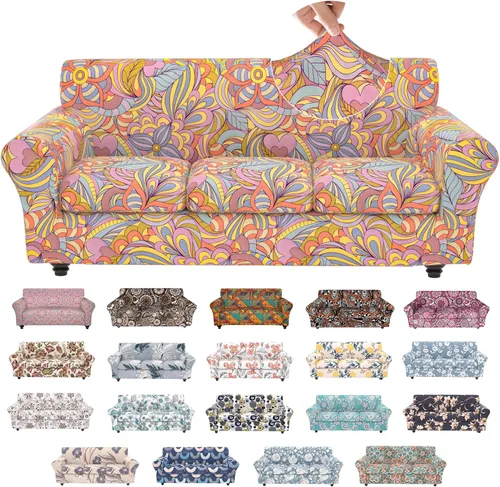 Miniatura 19 de Fundas elásticas para silla, fundas elásticas para sillón de 2 piezas, fundas de sofá lavables con diseño floral para sillón, protector de muebles