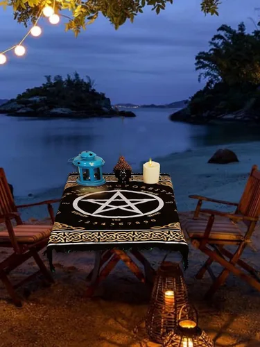 Miniatura 5 de Indian Consigners Paño de Altar A-Z Péndulo de Hechicería Pentagrama Alter Tarot Spread Wiccano Cuadrado Paño de Mesa Sagrado Paño Espiritual
