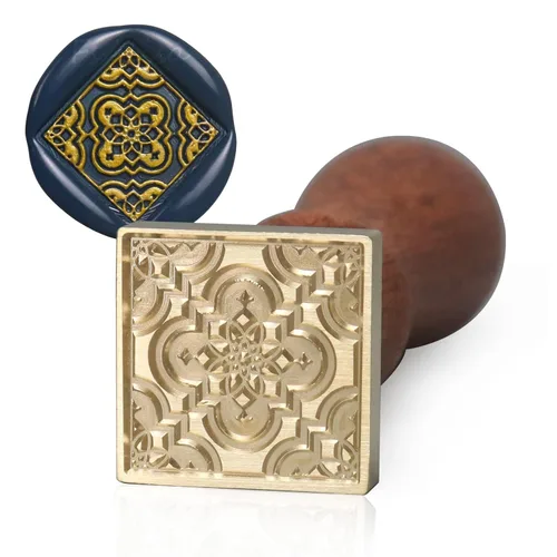 fsalisa Sello de cera con cabeza de latón extraíble, mango de madera, ideal para adornar sobres, invitaciones de boda, paquetes de vino, envoltura