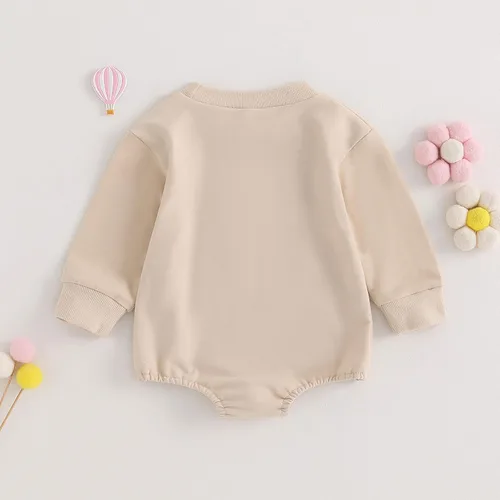 Miniatura 4 de FOCUSNORM Ropa de bebé recién nacida, ropa para niña con estampado de papi, sudadera bordada, mameluco de manga larga