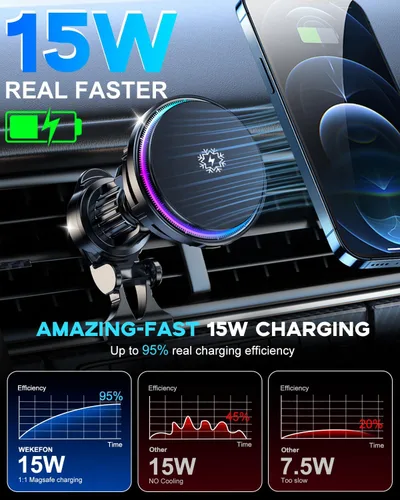 Miniatura 4 de Cargador inalámbrico magnético de refrigeración para automóvil TEC y ventilador actualizado 2026, para montaje de cargador de automóvil MagSafe