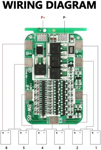 Miniatura 3 de Tablero de batería de 6S 15A 22V 24V Tablero de carga de batería de litio Módulo de cargador de placa de célula de PCB para célula de iones de litio