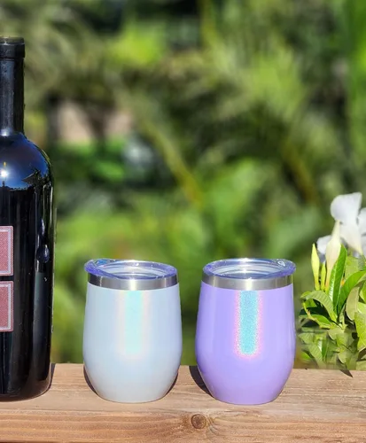 Miniatura 5 de CHILLOUT LIFE Vasos de Vino de Acero Inoxidable de 12 oz Paquete de 2 - Vasos de Vino con Aislamiento al Vacío de Doble Pared con Tapas y Pajitas